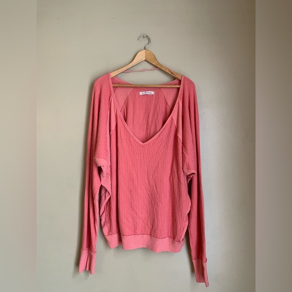 Free people we the free blouse, waffle flowy oversized hippie top - Picture 1 of 7